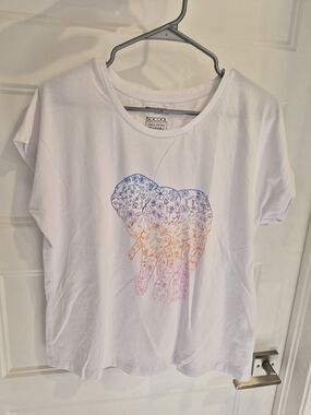 Mountain Warehouse White Short Sleeve Tee with Gradient Floral Elephant